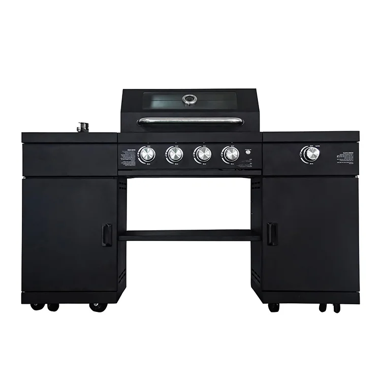 

Outdoor Garden Large Gas and Charcoal Grill Black Barbecue Bbq Commercial Grill