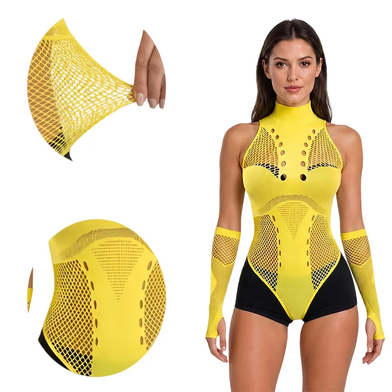 Shakira's Performance Costume One-piece COS Costume Nightclub Exotic Costumes Set Lingerie Transparent Women Body Outfits
