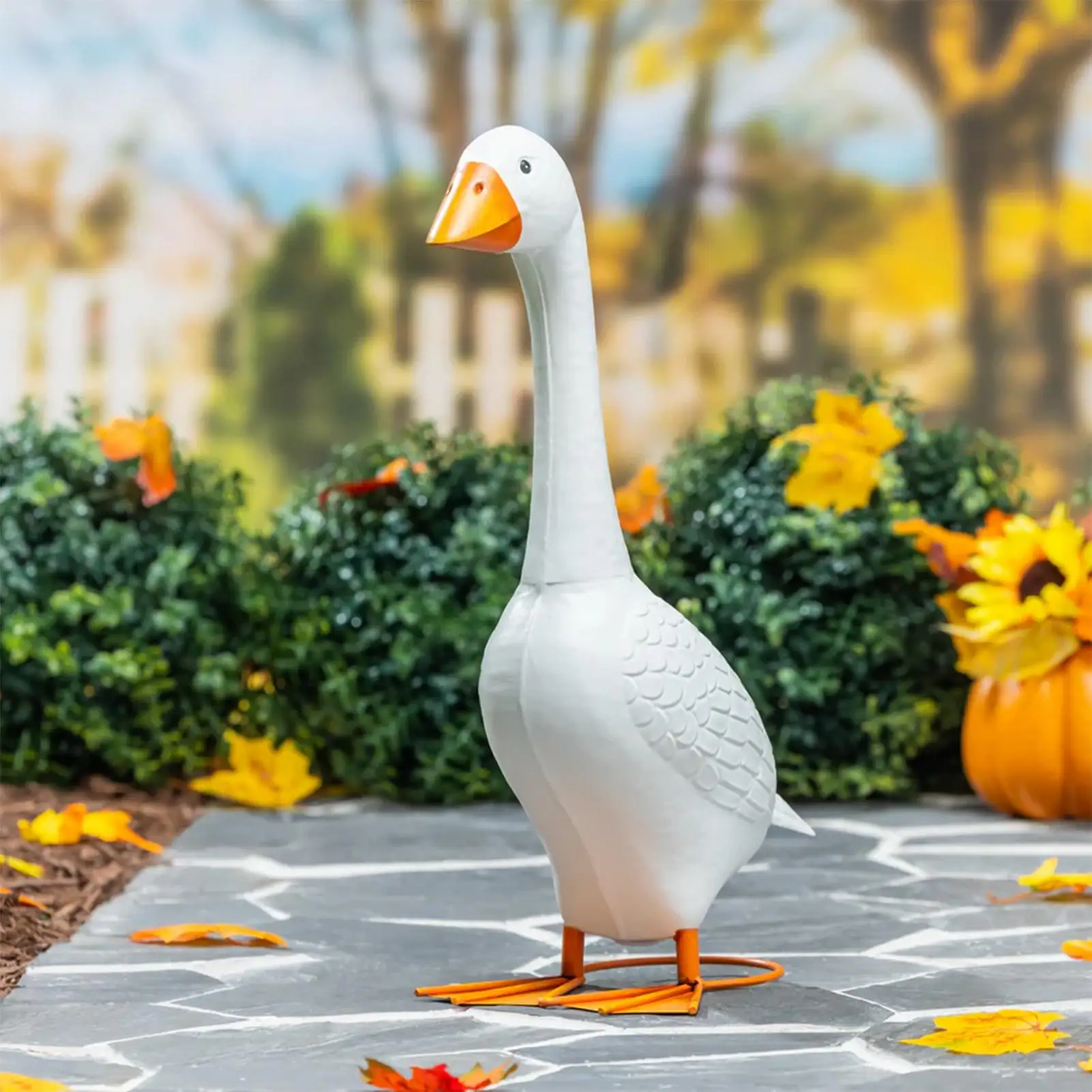Porch Goose Statue 30cm/11.8 Inch Resin statue Goose Decor for Porch Outdoor Garden Yard Lawn Patio Entryway Farmhouse
