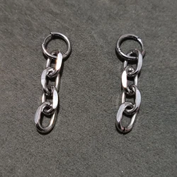 Y2K Gothic Chunky Chain Tassel Dangle Earrings for Women Men Unisex Punk Grunge Fashion Stainless Steel Link Hoop Earrings