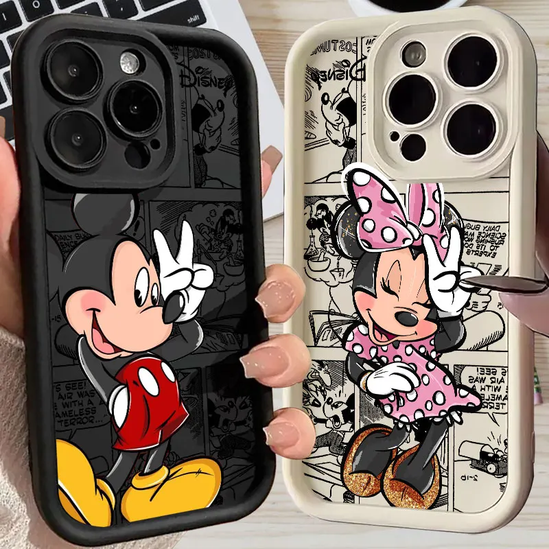 

Disney Minnie Mickey Mouse Silicon Case For Apple iPhone 17E 15 16 14 13 12 11 17 Pro Max 17 Air Plus 16E Phone Protective Cover