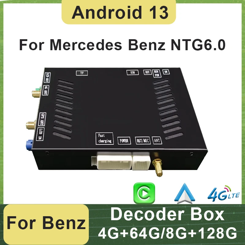 Car Wireless CarPlay Android Auto Module Box For Mercedes Benz A B C E CLS CLA GLA GLB Class NTG6.0 2018 - 2022 GPS Radio Touch