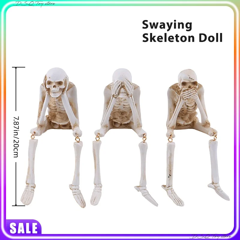 

Skeletons Decorations 3pc Swinging Skulls Skeleton Figures Cafe Decor Bookshelf Ornaments Halloween Novelty Toys Holiday Gift