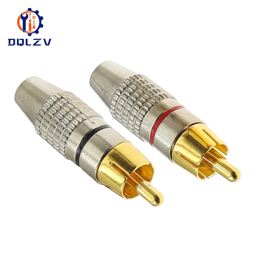 Gold RCA Male Adapter Non Solder Connector for Audio Video CCTV IP Camera Security Coaxial Cable Solderness Convertor