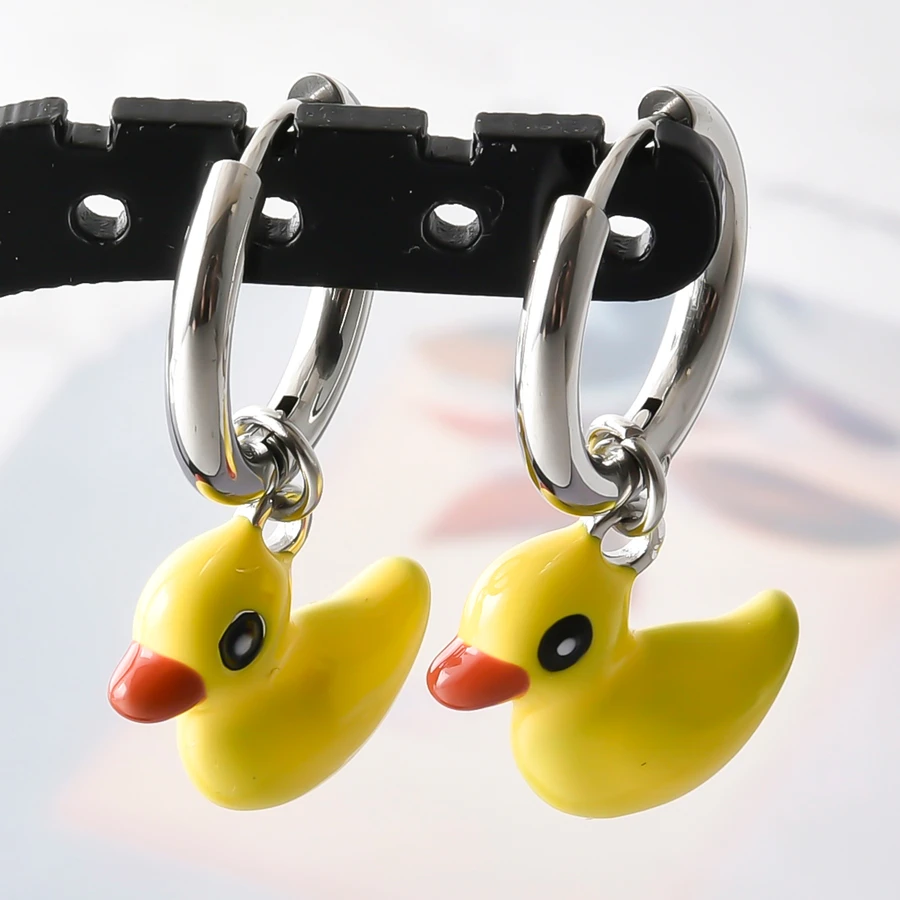 Anlaufgeschützte 316 Edelstahl-Ohrhänger mit Kaktus-, Paprika- und Hunde-Emaille-Anhängern, runde Ohrringe für Damen und Herren, Ohrschmuck, Piercing – Detail 14