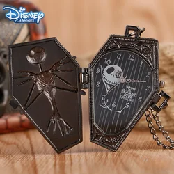 The Nightmare Before Christmas Skull Jack Skellington Pocket Watch Men's De Bolso Quartz Fob Watch Necklace Chain Halloween Gift