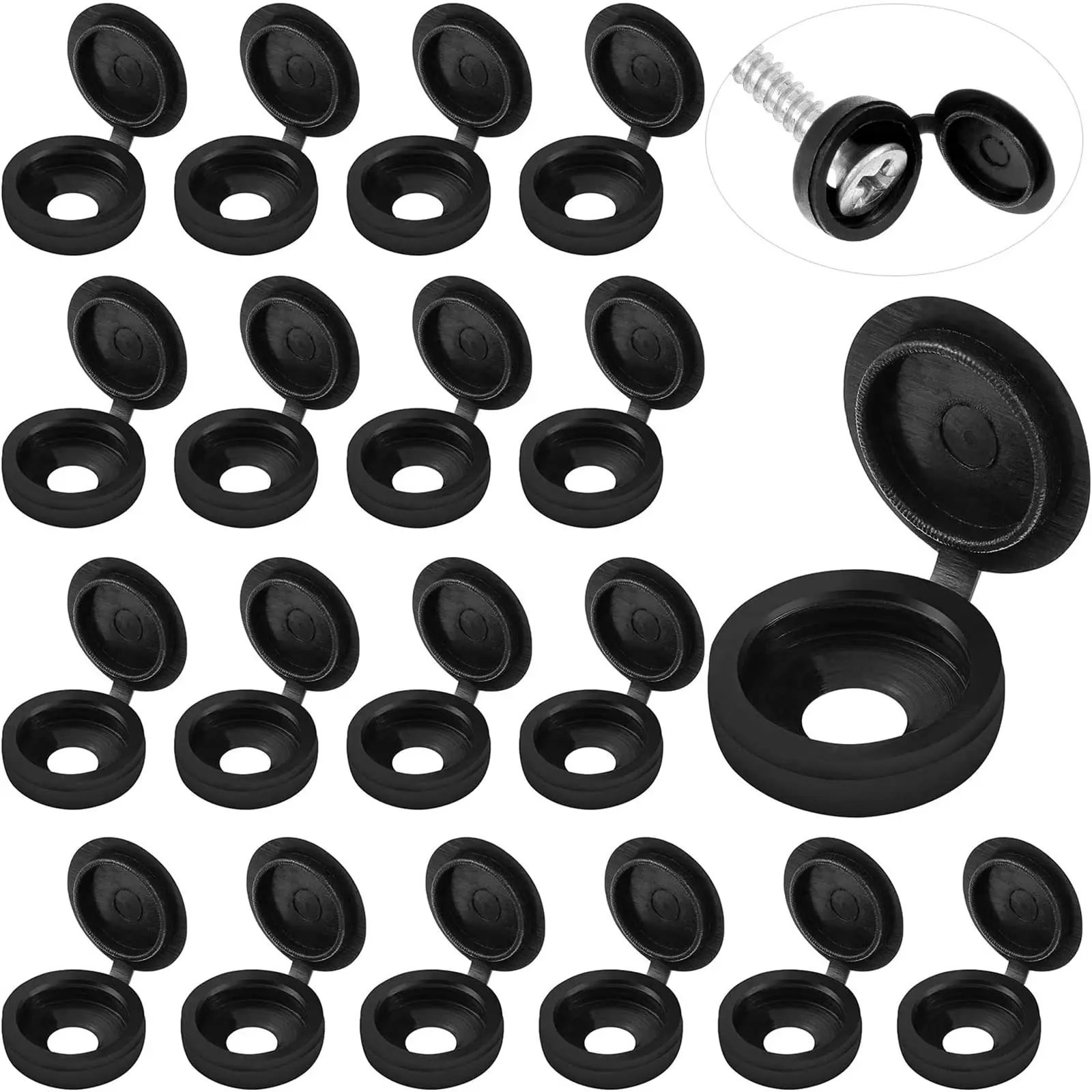 100Pcs/lots Black Hinged Screw Caps Plastic Shutter Large/Small Protective Cap Button Nuts Cover Bolts Protect Furniture Decor