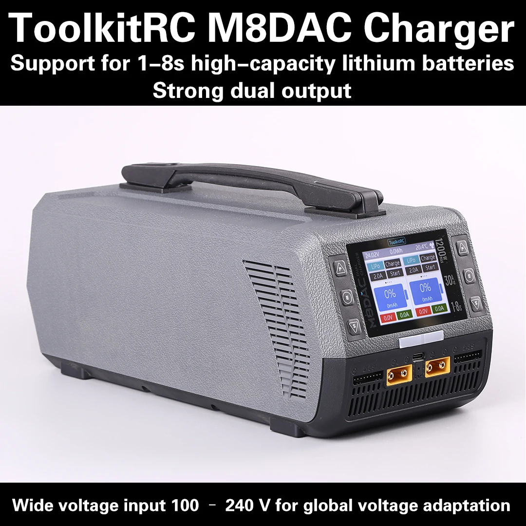 

Toolkitrc M8DAC 8S Dual way high-power UAV Balance Charger 1200W built-in power supply