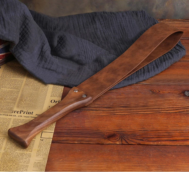 46.5 سنتيمتر جلد طبيعي الحصان مجداف التدريب المحاصيل الفروسية الخاضعة ركوب فاز الخفافيش ، اليدوية خشب الجوز مقبض