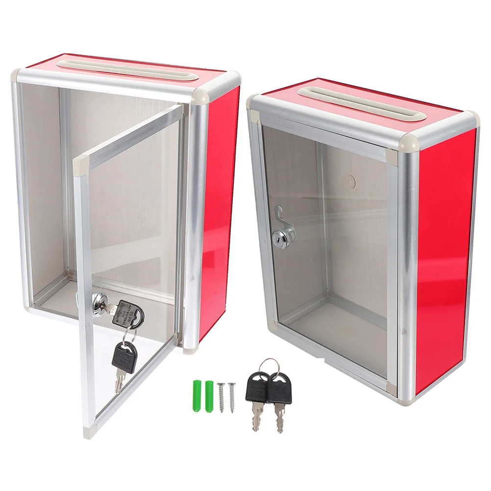 2 Buah Kotak Surat Transparan untuk Kantor Sekolah Kotak Saran Yang Dapat Dikunci Kotak Terpasang Di Dinding Logam Tahan Lama Penggunaan Dalam Ruangan Luar Ruangan