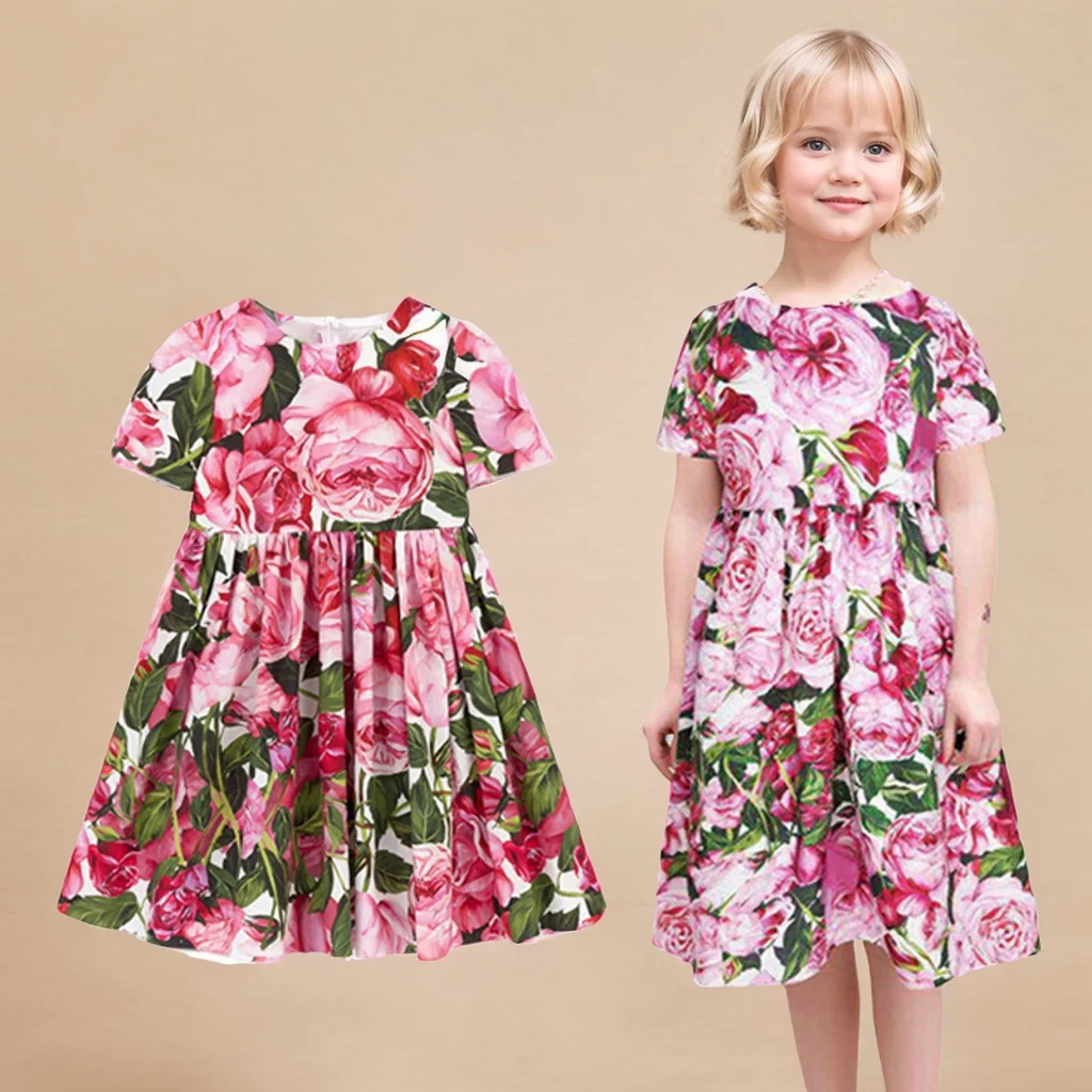 Summer New Kids Princess Short Sleeves Sleeveless Dress Cute Girls Clothing Robe Enfant Fille Child Party Girls Dresses Elegant