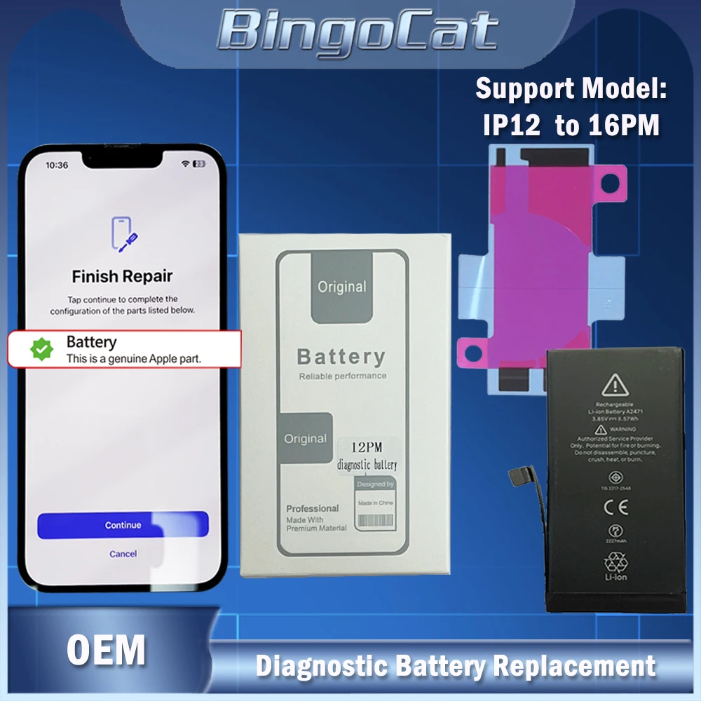 5pc Diagnostic Battery 100% New Health Showing Genuine Parts 0-Cycle 100% Health For iPhone 12 13 Pro Max 14 Plus 15 Pro Max 14