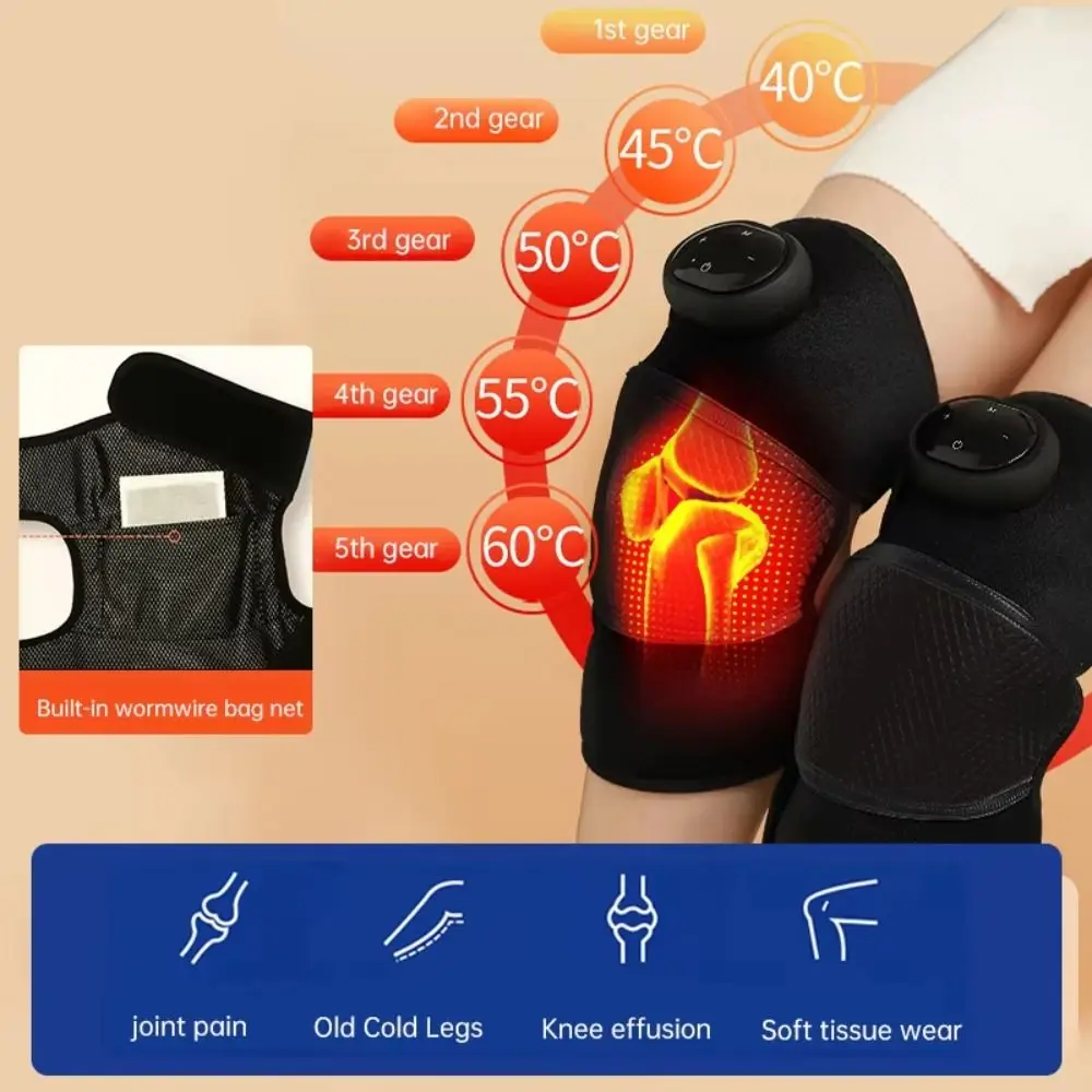 

Breathable Mesh Fabric Heated Knee Pads Black Grey 5 Adjustable Modes Knee Pad Brace Vibrations Heating Warm Knee Pads Men Women