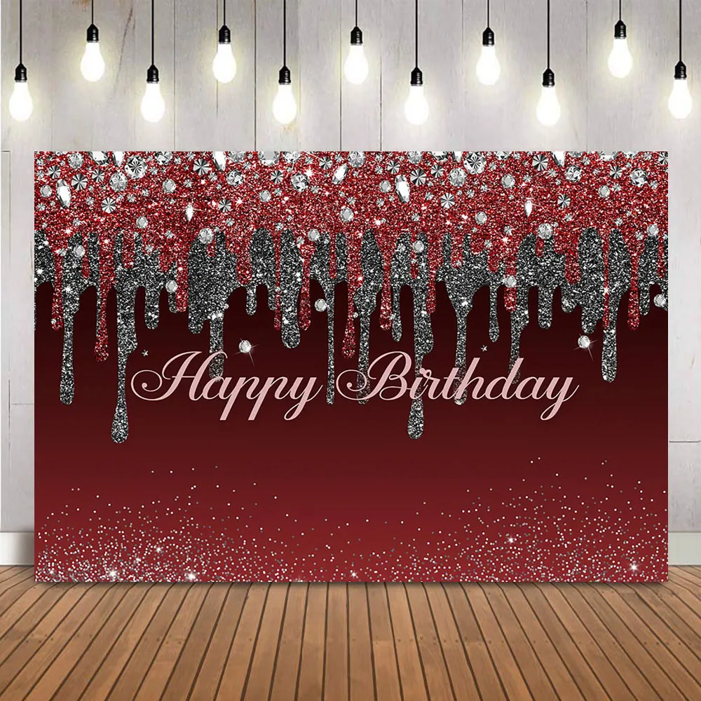 

Rose Glitter Sliver Birthday Photo Background 30th 40th 50th 60th Birthday Party Backdrop Diamonds Birthday Party Photo Props