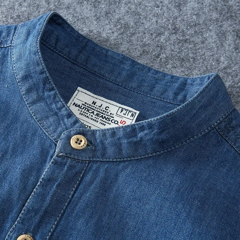 Plus Size L-5XL 6XL 7XL 8XL Cotton Thin Jean Shirts Men\'s Short Sleeves 2021 Summer High Quality Fashion Casual Denim Shirts