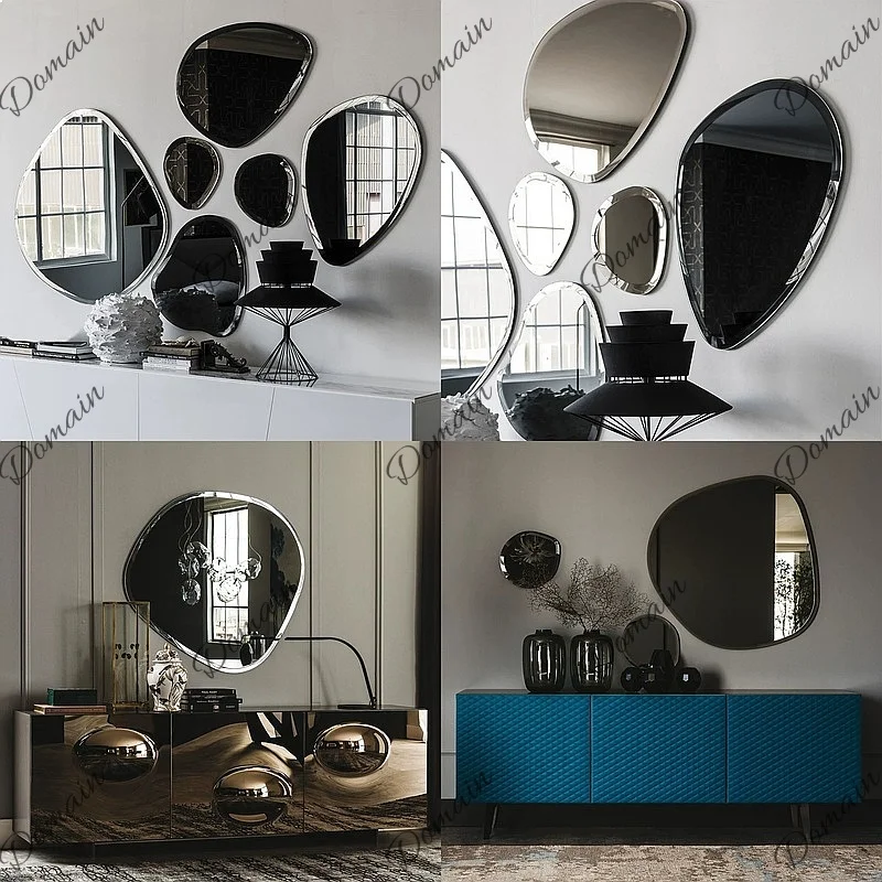 Nordic Frameless Beveled Irregular Shape Bathroom Mirror Wall Art Decorative Combination Designer Mirror