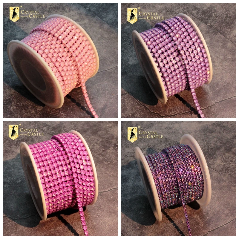 Bonbonrosa Strassbesatzrolle für Kleidung, Haare, dekorative Besätze, Nähte, Tassenkette, Streifen, Nähzubehör, Bastelkristall – Detail 9