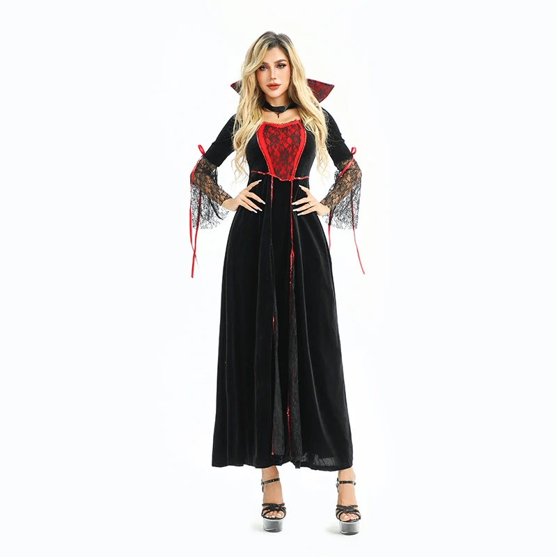 القوطية Sle Death God loween زي المرأة الدكتور ملهى ليلي الملكة k Sle رداء طويل الساحرة الزي الكبار الحجم