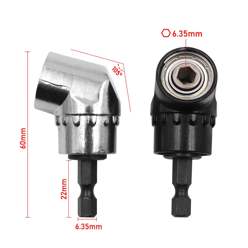 Hoekapparaat Verstelbare Hoek Boor Driver Elektrische Hoek Draaiende Schroevendraaier Batch Buigkop Flexibele As 1/4 "Fitting