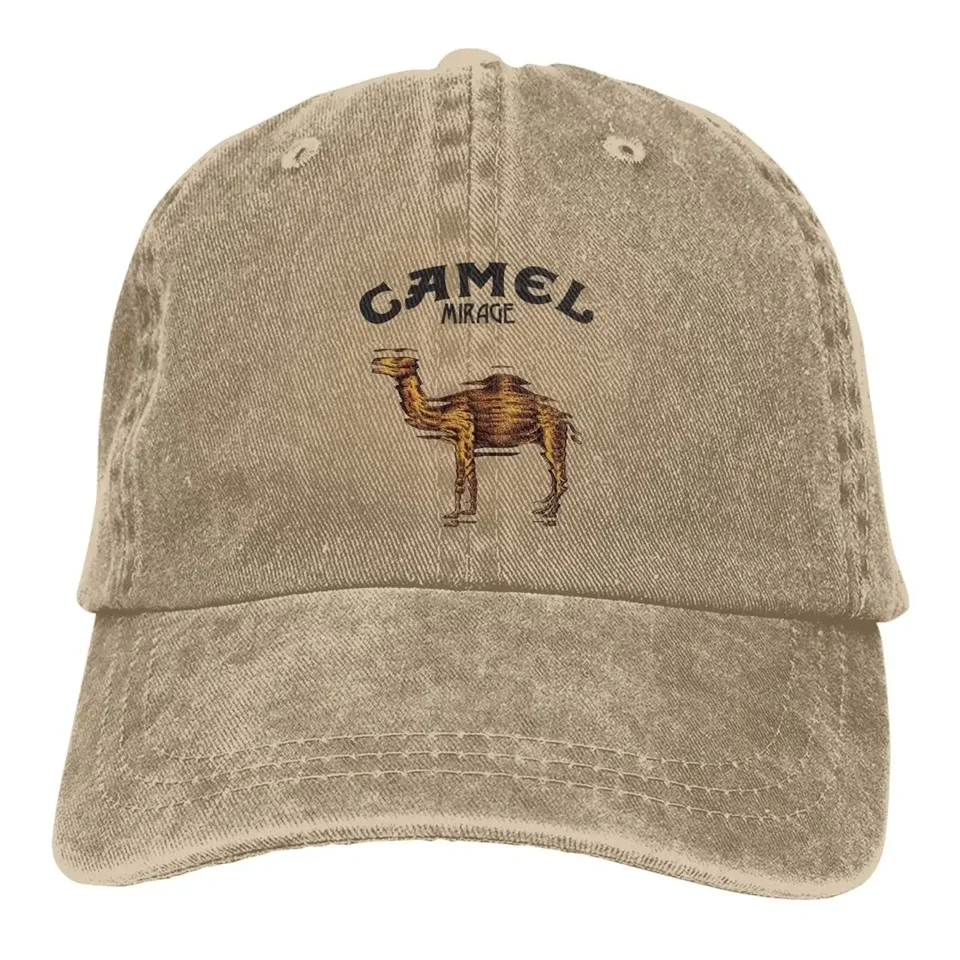 camel cigarette hat Camel Mirage Band Men Women Baseball Caps Distressed Washed Caps Hat  Vintage Outdoor All Seasons Travel Adjustable Fit Sun Cap