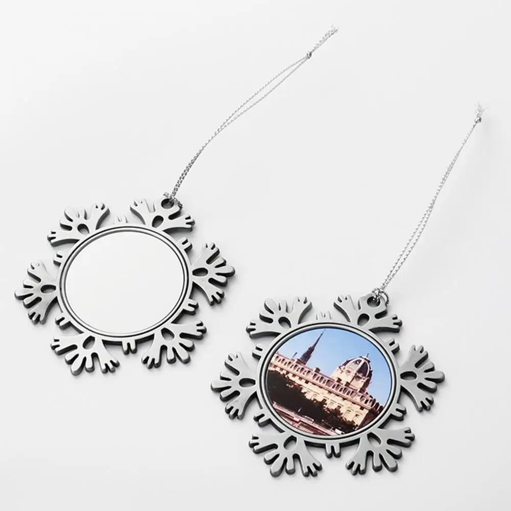 

Snowflake Pendant DIY Photo Christmas Tree Hanging Decoration Alloy Snowflake Xmas Tree Wall Window Garden Home Decor