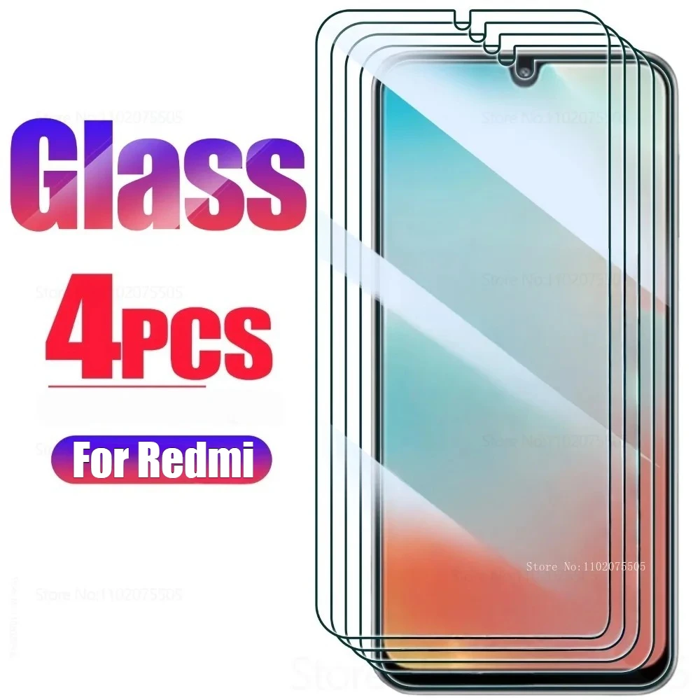 

4PCS HD Transparency Tempered Glass for Xiaomi Redmi 14C 14 12C 13C 5G 14R 13 13C Screen Protector Film 15 4G 15 11A 10X Pro 10C