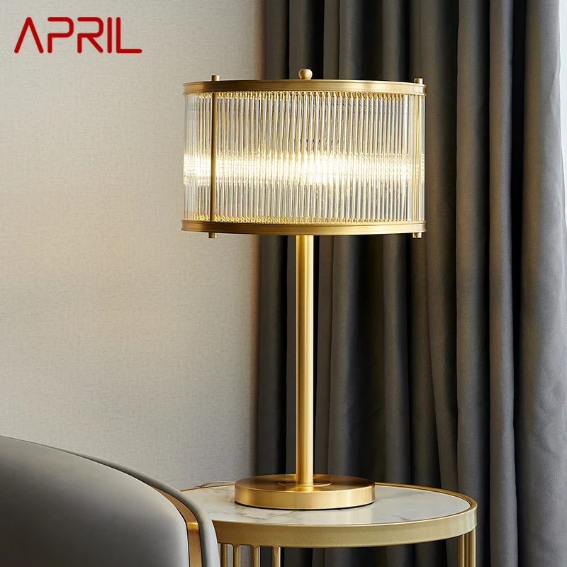 

APRIL Nordic Brass Table Lamp Modern Luxurious Living Room Bedroom Study LED Originality Desk Light