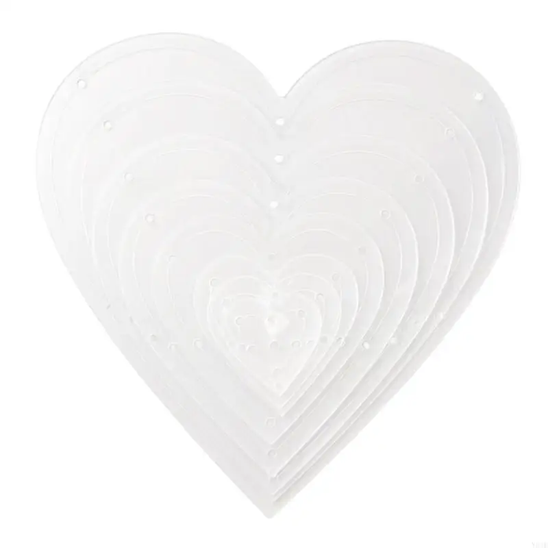 

8 различных размеров швейных шаблонов в форме сердца с измерительной сеткой для точного шитья и квилтинга Y08E