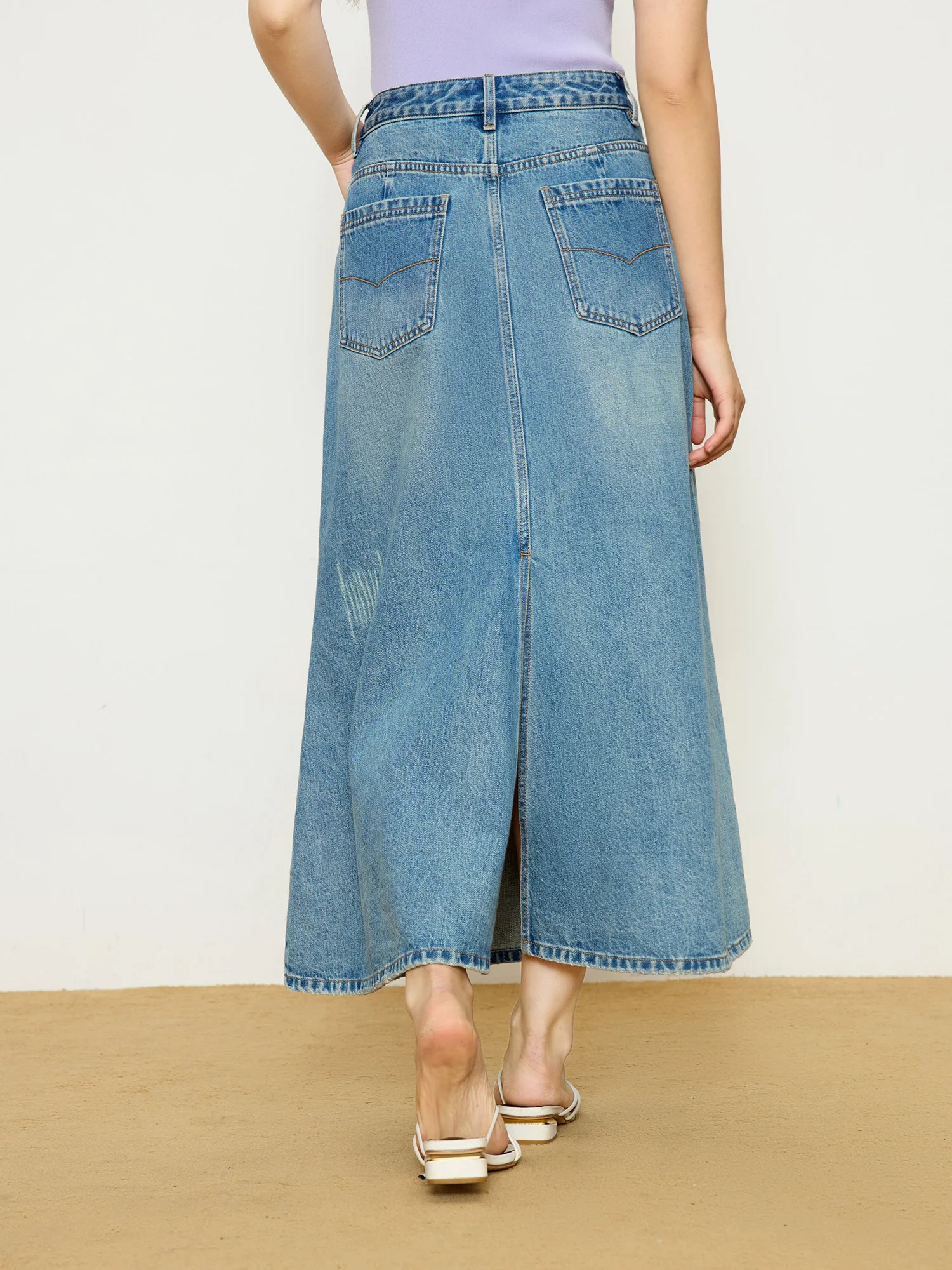 DUSHU Plus Size Women\'s Retro Blue Denim Mermaid Long Skirt 2025 Spring New Design A-line Elegant Style High Waist Female Skirt