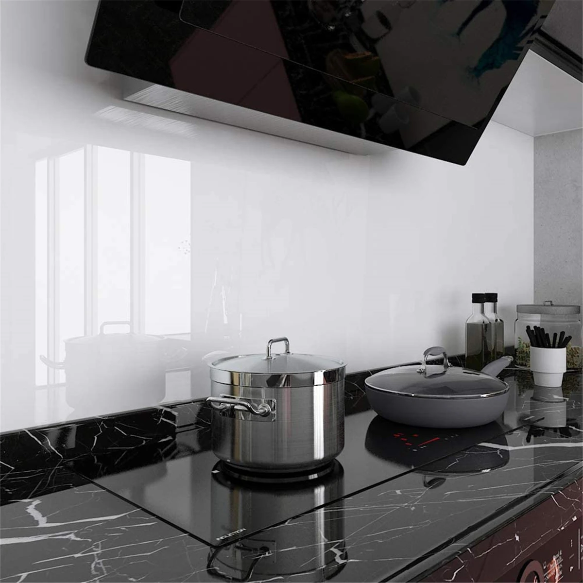 بولي كلوريد الفينيل لؤلؤة فيلم خلفية مقاومة للمياه غرفة لتقوم بها بنفسك ذاتية اللصق أسود/أبيض خزانة المطبخ عالي اللمعان لصق الأثاث ملصقات جدار