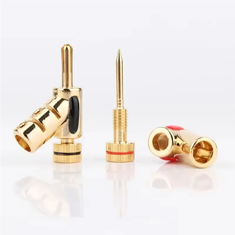 

Exquisite-2 Gold Plated Banana Plugs 45 Degree Locking For Hifi Audio Video Cable Connectors