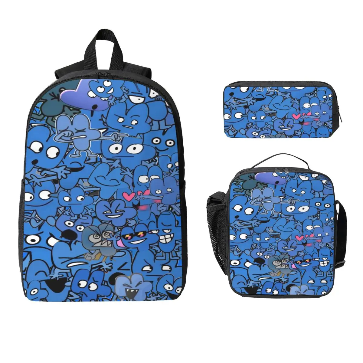 3Pcs BFDI Battle For Dream Island Backpack Set for Children Pencil Boxes Bookbag Sets with Lunch Box For School Students Daypack