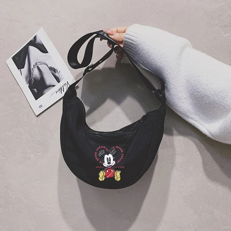 Disney Mickey Mouse Nylon Hobos Crossbody Bag Women Shoulder Bags Large Capacity Tote Lady Travel Shopper Bag Female Purses