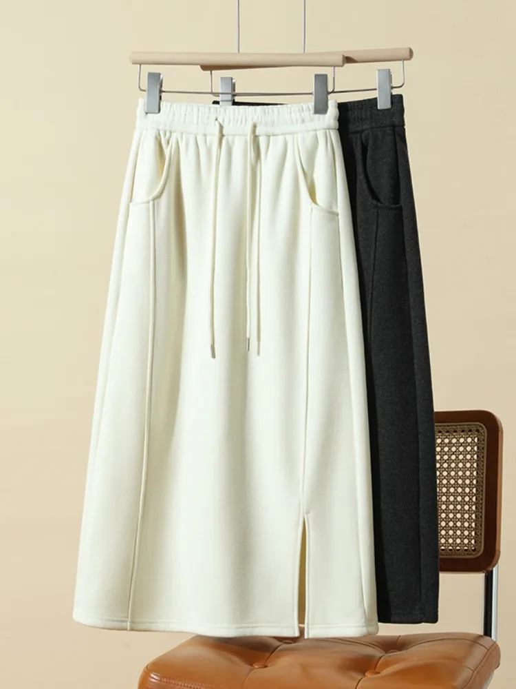 

Юбка миди А-силуэта с высокой талией, женская, облегающая, весна 2026, новинка, большие размеры, с эластичным поясом