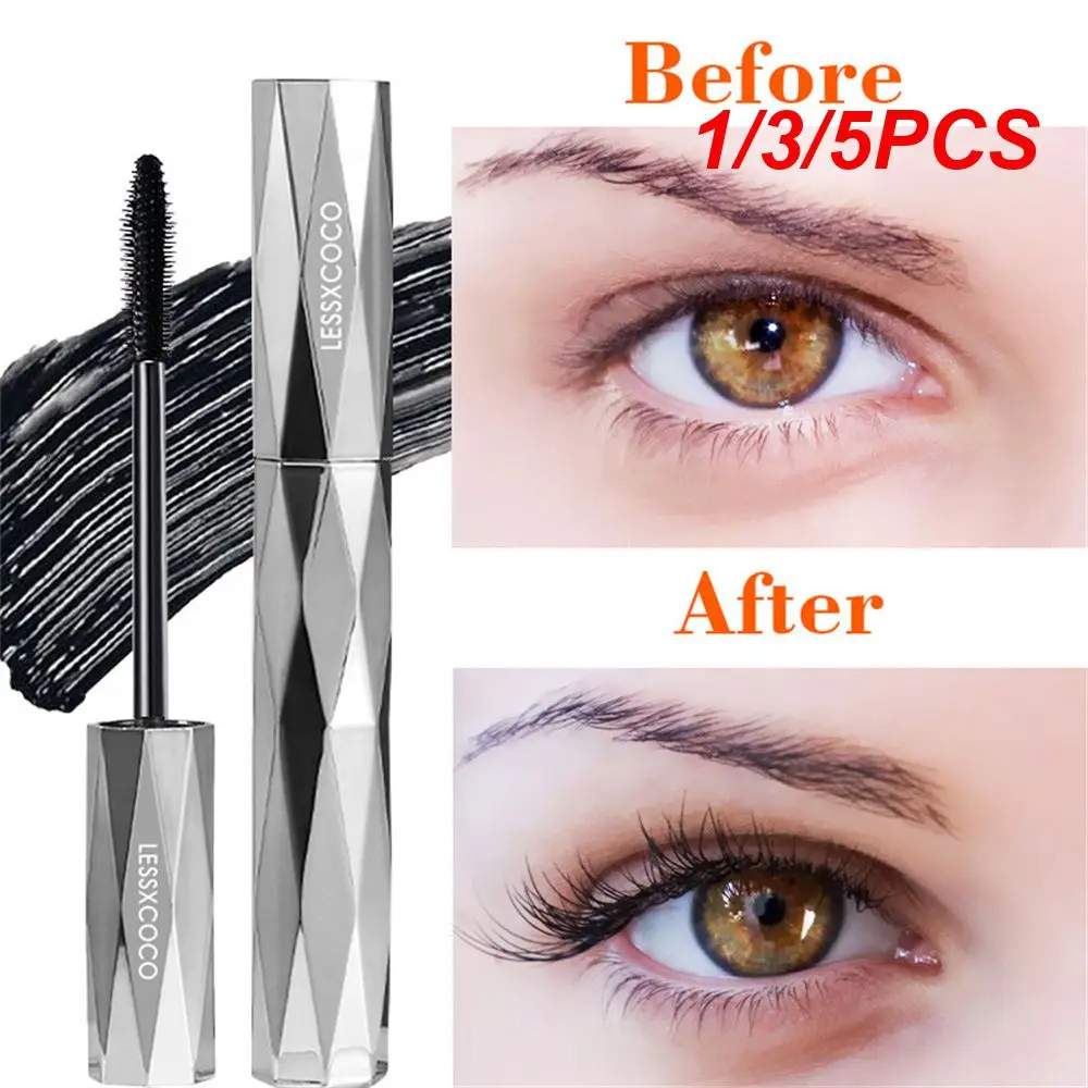 1/3/5 Stuks Mascara Waterdichte Zijden Vezel Mascara Cosmetica Zwarte Mascara Vlekbestendige Grote Ogen 3d Mascara Ogen Make-Up