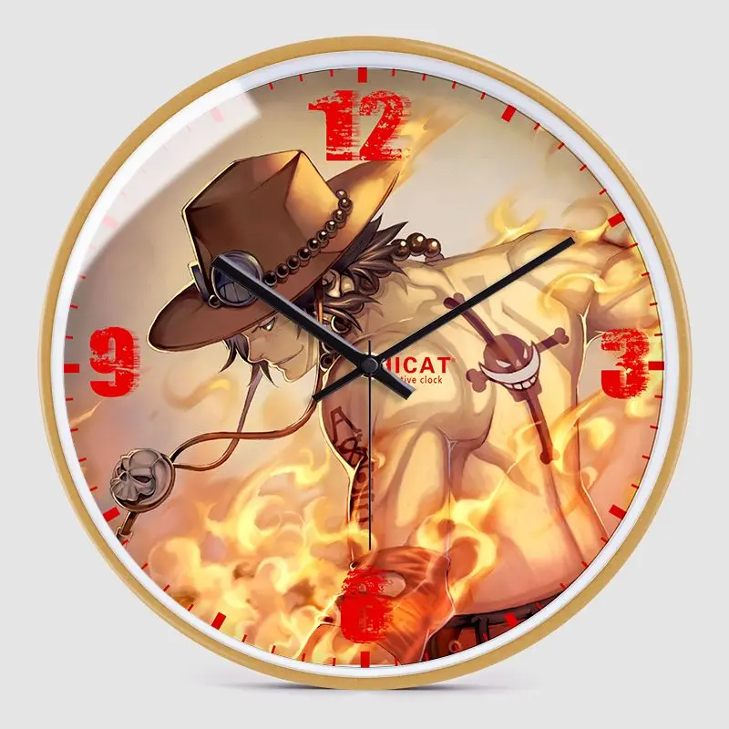 One Piece Two-dimensional Animation Cartoon Bedroom Wall Clock Children's Room Living Room Silent Quartz Clock Home Decoration