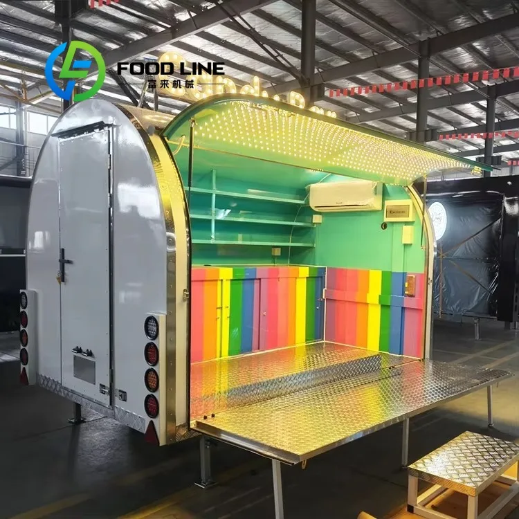 Customized Trailers Mobile Small Concession BBQ Barbecue Cart USA Double Kitchen Baking Smoke Stack Under EU Food Trailer