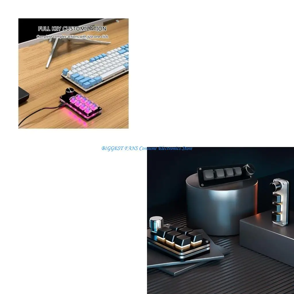 

Настраиваемая макро -клавиатура F68B с 3 вращающимися ручкой, 16 -кратные механические игровые клавиатуры, программируемая для