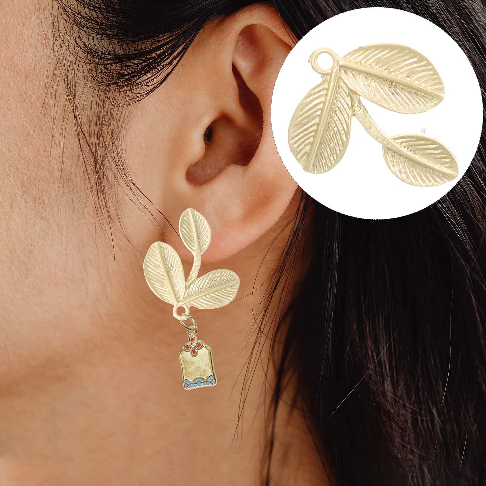 

20 Pcs DIY Earring Accessories Metal Posts Backs Making Supplies Durable Leaf Design Earring Stud Base Jewelry Craft