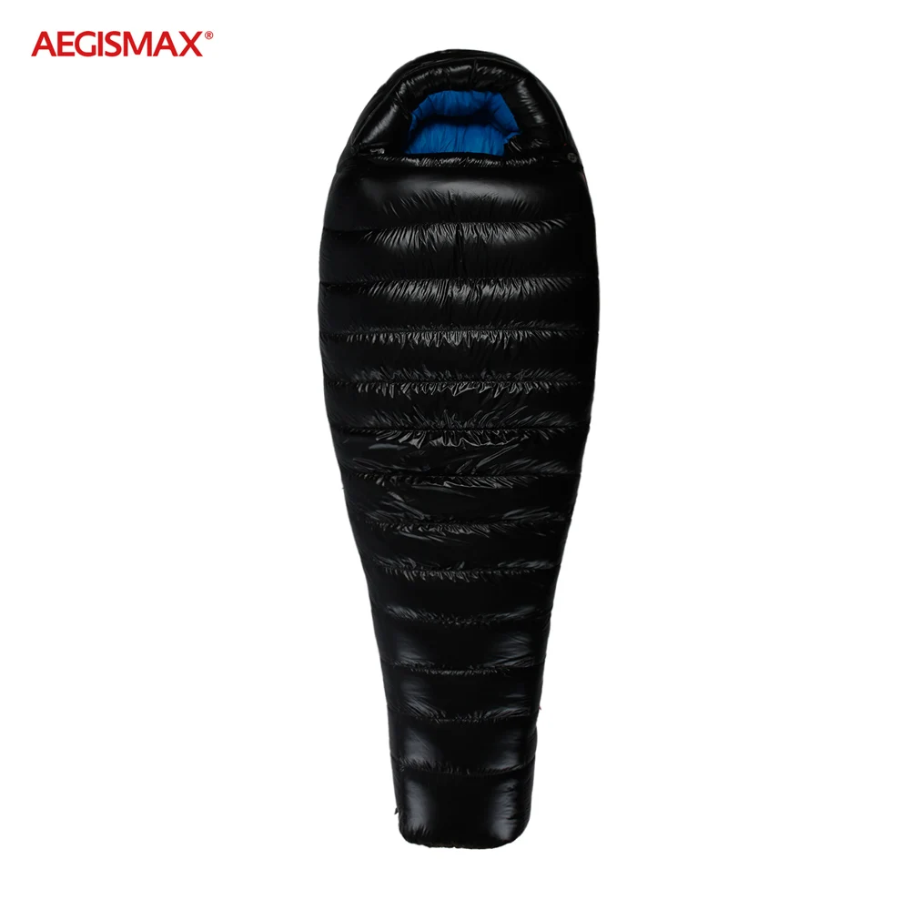 AEGISMAX Duck Down Sleeping Bag Winter Outdoor Camping Sleeping Bag 20D Nylon Thicken Warm Splicing Mummy 10°C-17°C FP650+