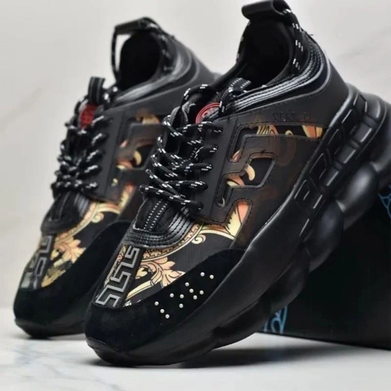 Zapatillas gruesas con estampado para hombre y mujer, zapatillas de diseñador con patrón de llaves, zapatos informales con plataforma acolchada antideslizante, calzado urbano