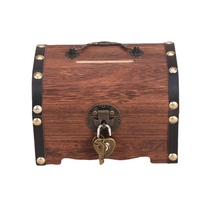 Treasure Chest With Heart Lock Vintage Treasure Storage Box Piggy Bank Organizer Saving Box for Home Retro Wedding Decoration