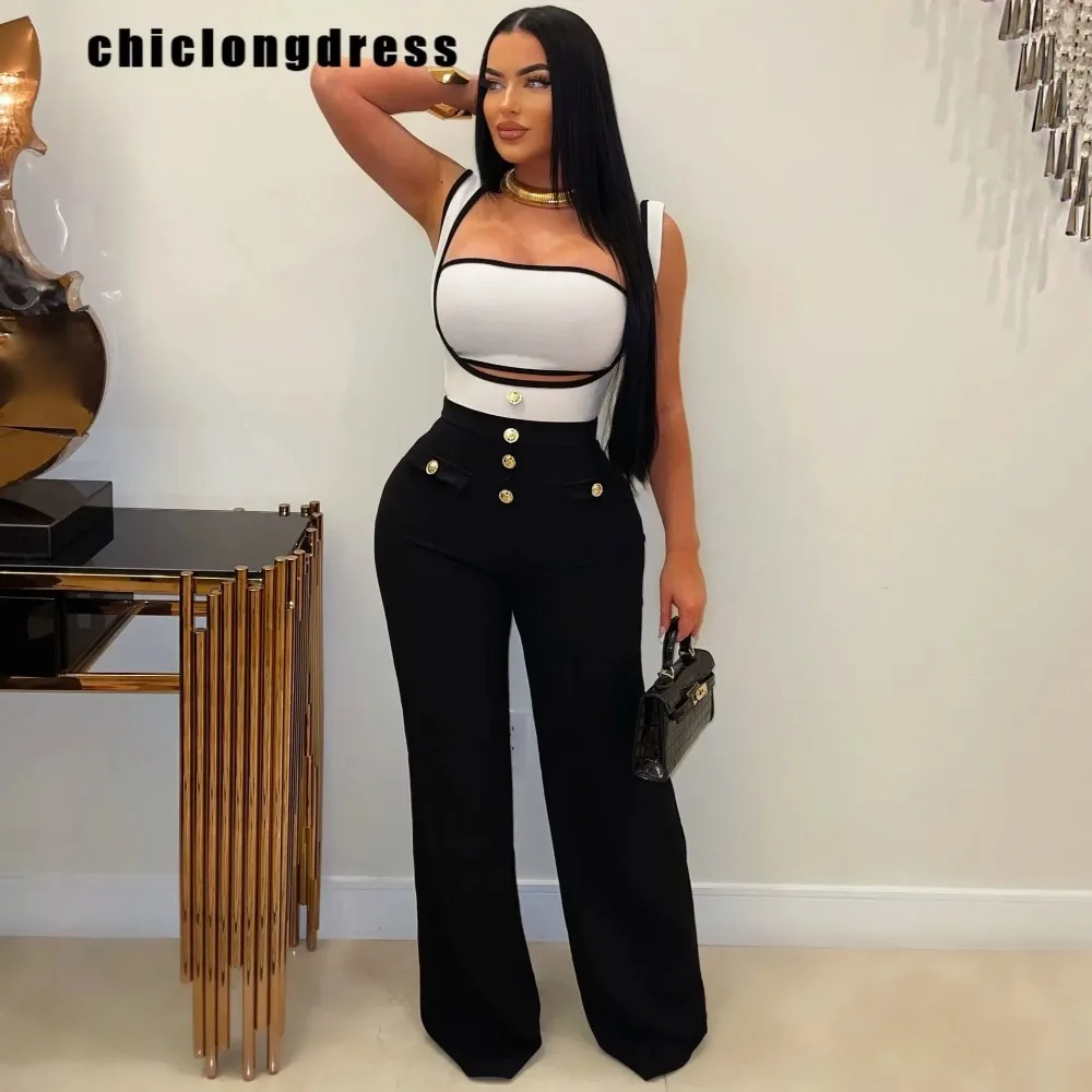 

Women's Strapless Wide Leg Pants Set, Strapless Suspender, Summer Fashion, Sexy, 2024