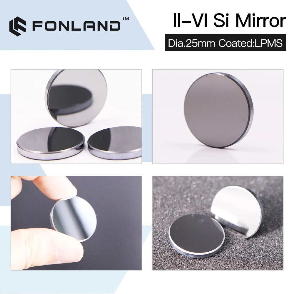 FONLAND Original II-VI Si Mirror Dia.20/25/30mm Thk.3mm 10.6um LPMS Coating for CO2 Laser Engraving Cutting Machine