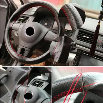 適用於菲亞特500(2007-2015)、500e(2014-2018)、500C(2014-2017)的DIY客製化汽車方向盤套,真皮方向盤套 10 最佳銷售 菲亞特500真皮方向盤套 - №4