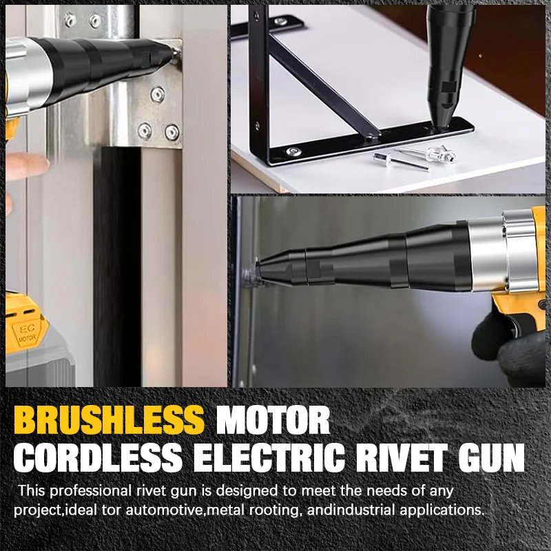Brushless Rivet Gun Cordless 3.2-4.8mm Rivet Nut Gun Drill Insert Automatic Riveting Tool For Dewalt 20v Batteries