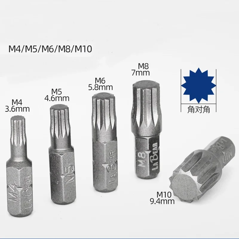 Clutch screws bit New 5Type Spline bit  Star Screwdriver Bit M4 M5 M6 M8 M10  L25mm S2 Steel 1/4\