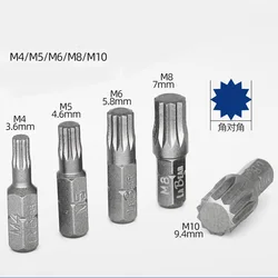 Clutch screws bit New 5Type Spline bit  Star Screwdriver Bit M4 M5 M6 M8 M10  L25mm S2 Steel 1/4