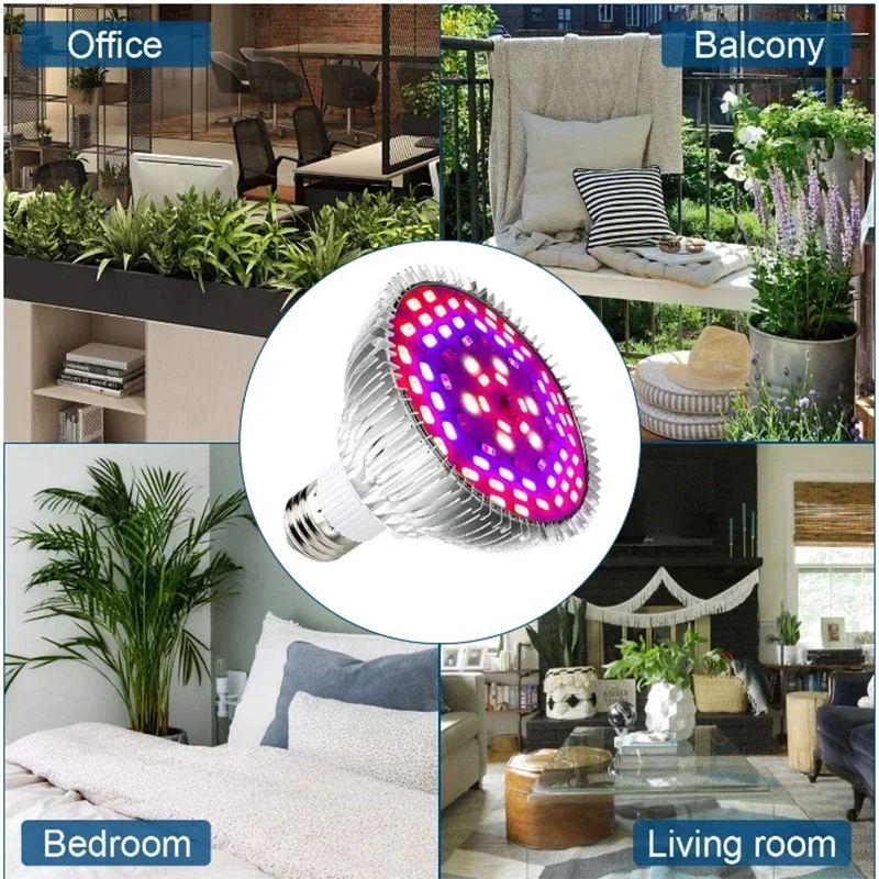 LED Grow Plant Lamp Bulb, Full Spectrum UV IR Plant Grow Light for Indoor Greenhouse, Hydroponic, Tomato, Vegetables, E27 Base