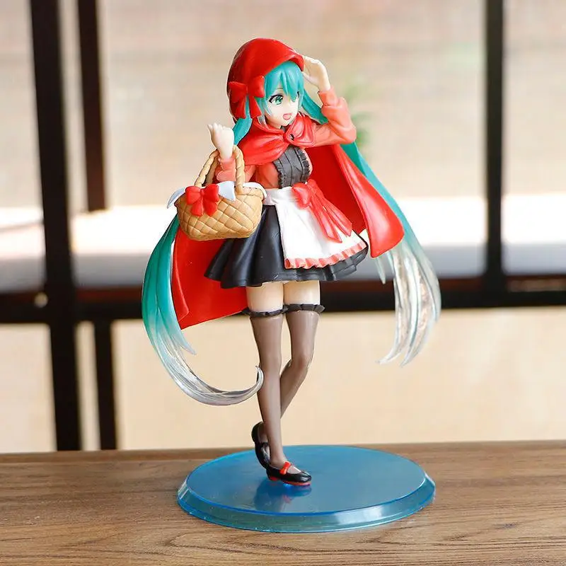 18ซม.Hatsune Miku อะนิเมะ Action Figure มังงะรูปปั้น PVC การ์ตูน Kawaii Little Red Miku ของเล่นสะสมกล่องตกแต่ง